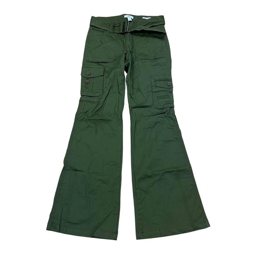 Forever 21 Women's Pants Cargo Low Rise Flare Belted Army Green Military Size S